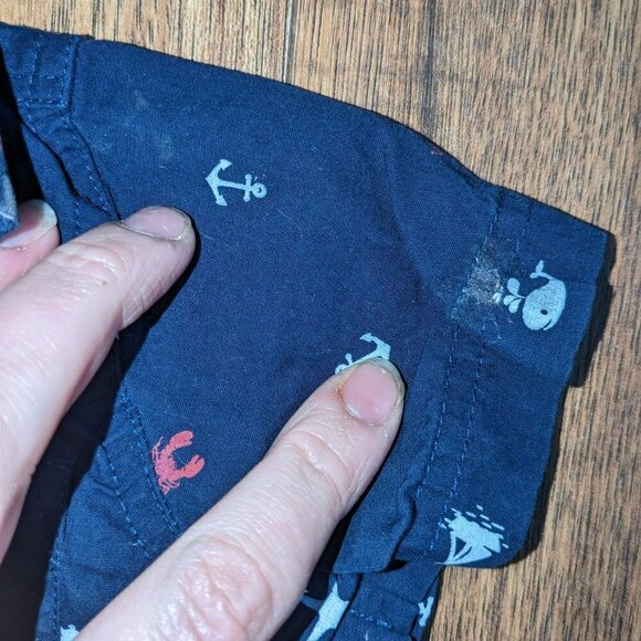 Free Planet 12M Blue Anchor Button Down Shirt - Picture 3 of 3